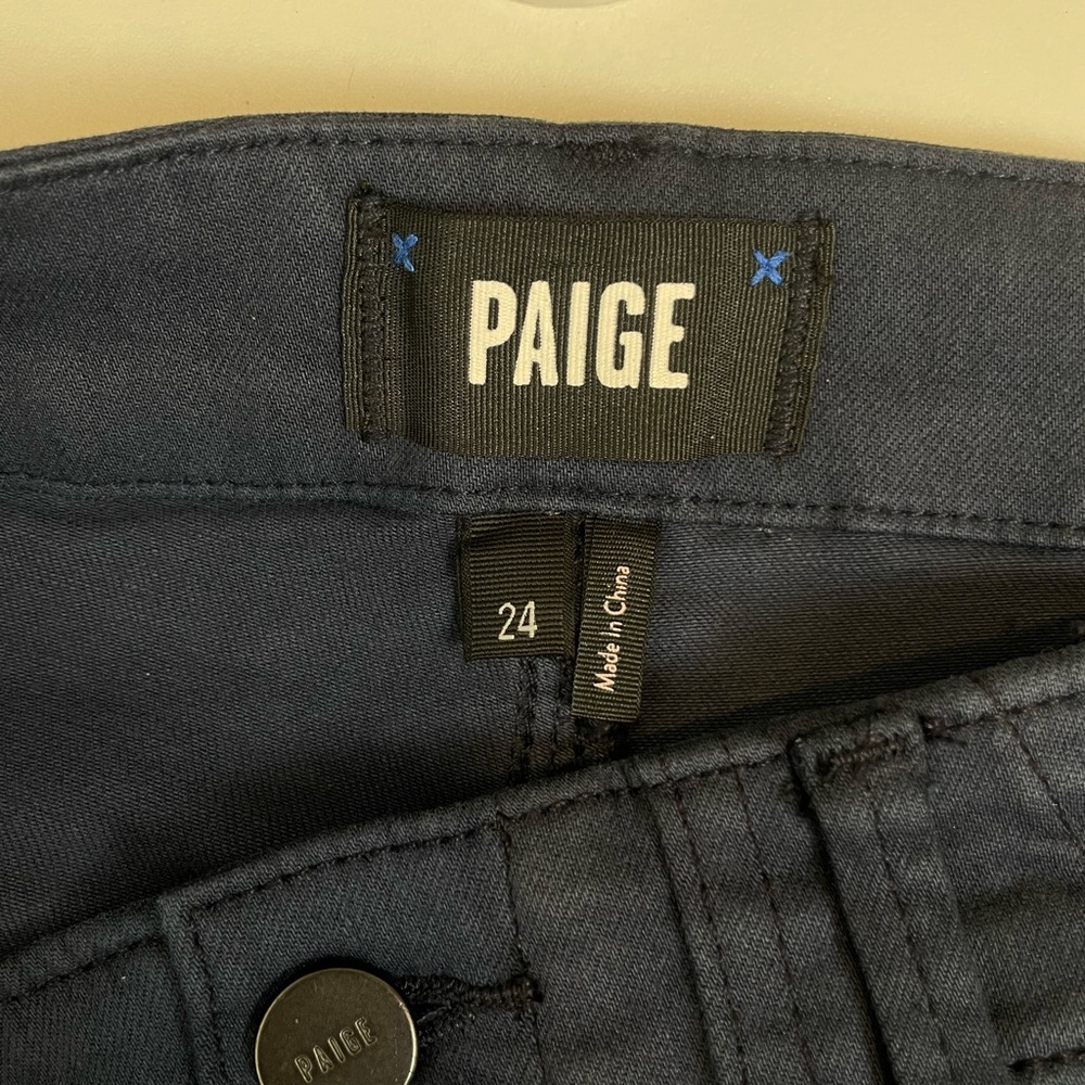 NWT PAIGE Mayslie Pants 24 Vintage Navy Haze Utility Trouser Straight Leg Jeans - Picture 8 of 11